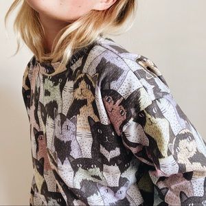 Vintage Cats Printed Sweater